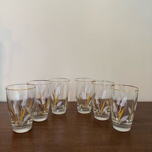 Libbey white and gold wheat glasses set 6 Vintage